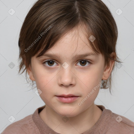 Neutral white child female with medium  brown hair and brown eyes