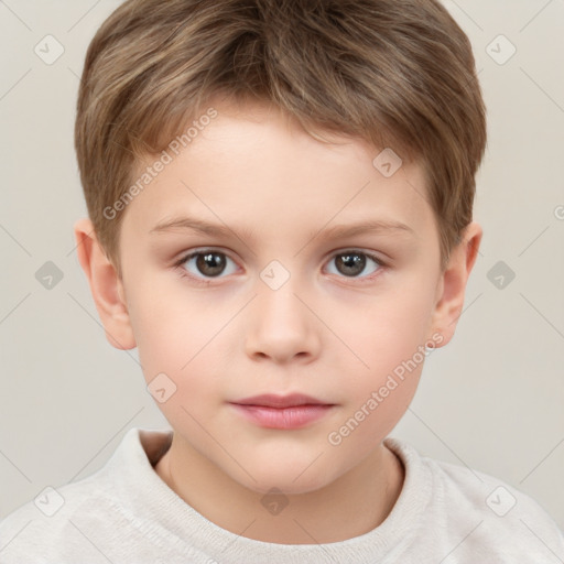 Neutral white child male with short  brown hair and brown eyes