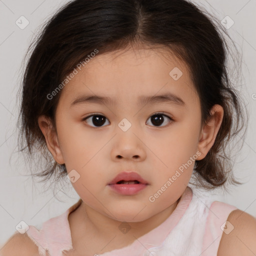 Neutral white child female with medium  brown hair and brown eyes