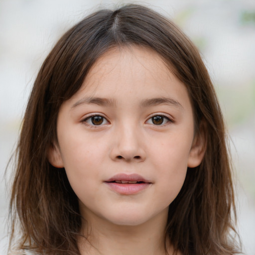 Neutral white child female with medium  brown hair and brown eyes