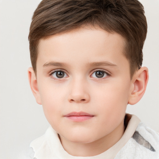 Neutral white child male with short  brown hair and brown eyes