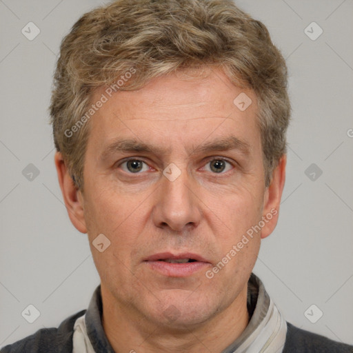 Neutral white adult male with short  brown hair and brown eyes