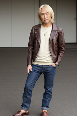 Japanese 45 years male with  blonde hair