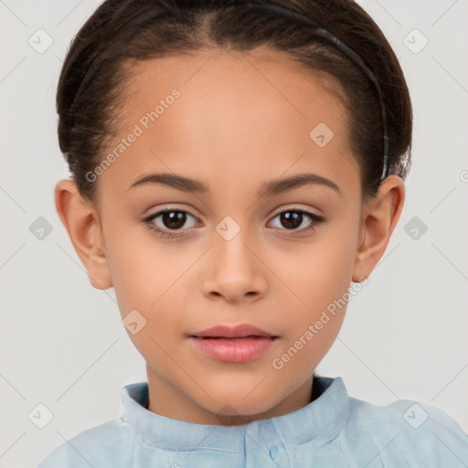 Neutral white child female with short  brown hair and brown eyes