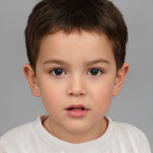 Neutral white child male with short  brown hair and brown eyes