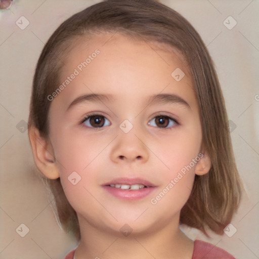 Neutral white child female with medium  brown hair and brown eyes