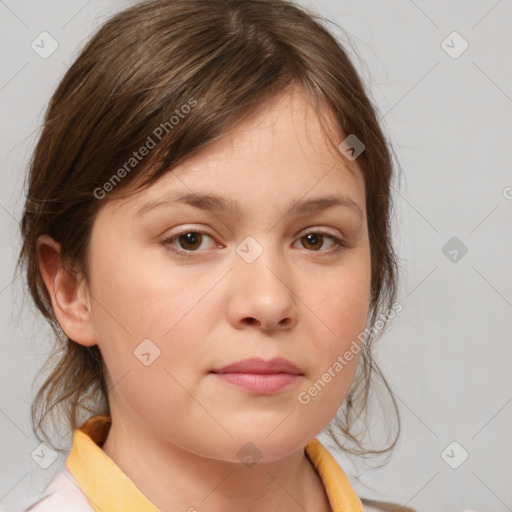 Neutral white child female with medium  brown hair and brown eyes