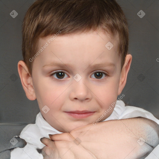 Neutral white child male with short  brown hair and brown eyes