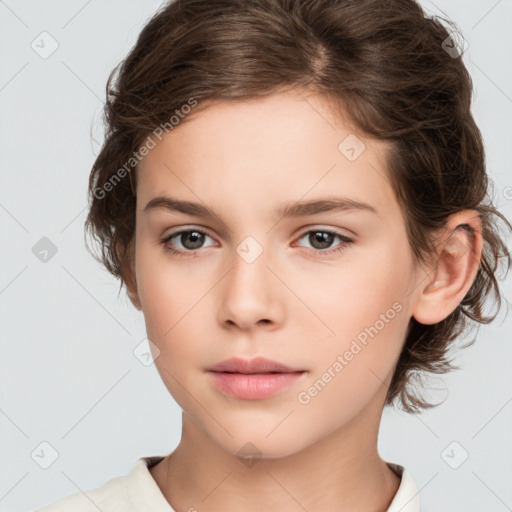 Neutral white child female with medium  brown hair and brown eyes