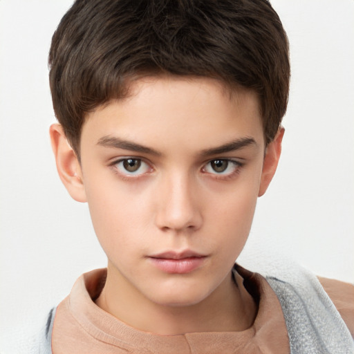 Neutral white child male with short  brown hair and brown eyes