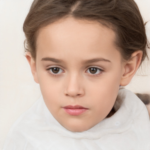 Neutral white child female with medium  brown hair and brown eyes