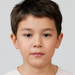 Neutral white child male with short  brown hair and brown eyes