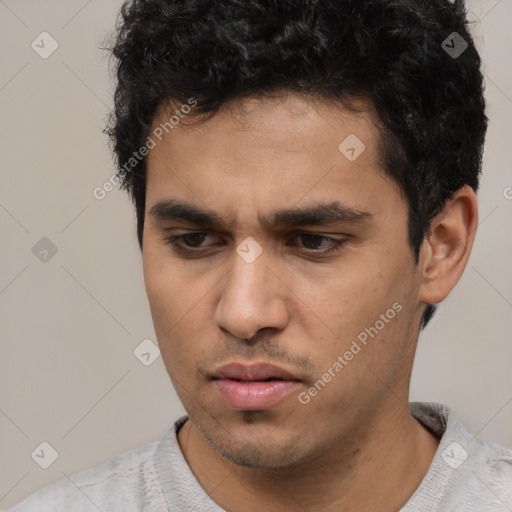 Neutral asian young-adult male with short  brown hair and brown eyes