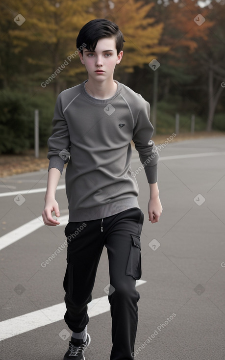 Teenager boy with  black hair