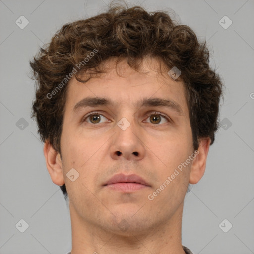 Neutral white adult male with short  brown hair and brown eyes