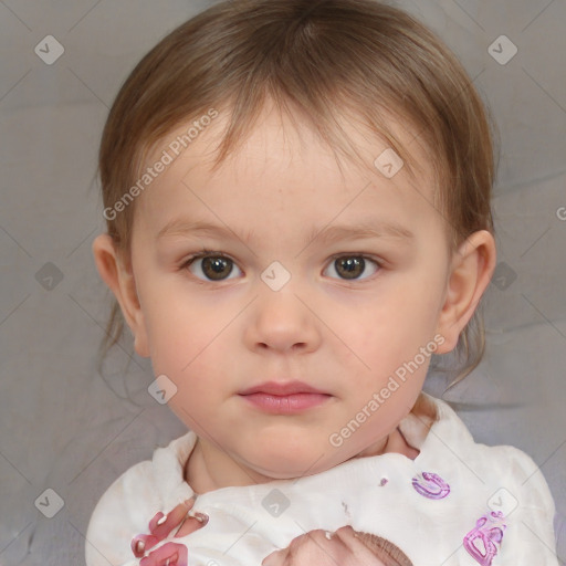 Neutral white child female with medium  brown hair and brown eyes