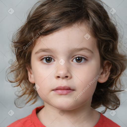 Neutral white child female with medium  brown hair and brown eyes