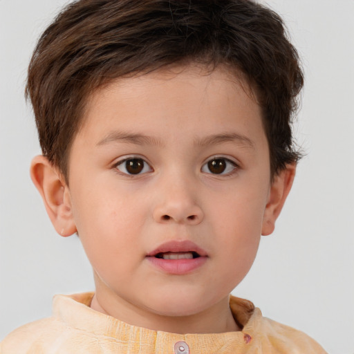 Neutral white child male with short  brown hair and brown eyes