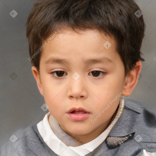 Neutral white child male with short  brown hair and brown eyes