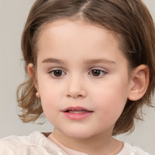 Neutral white child female with medium  brown hair and brown eyes