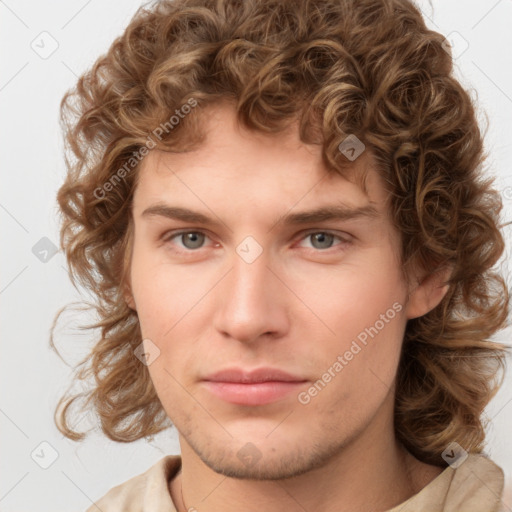 Neutral white young-adult male with medium  brown hair and brown eyes