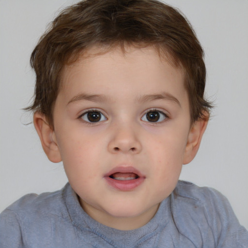 Neutral white child male with short  brown hair and brown eyes