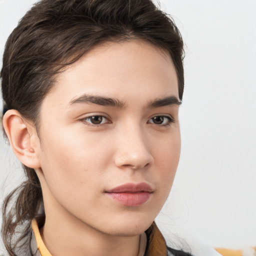 Neutral white young-adult male with medium  brown hair and brown eyes