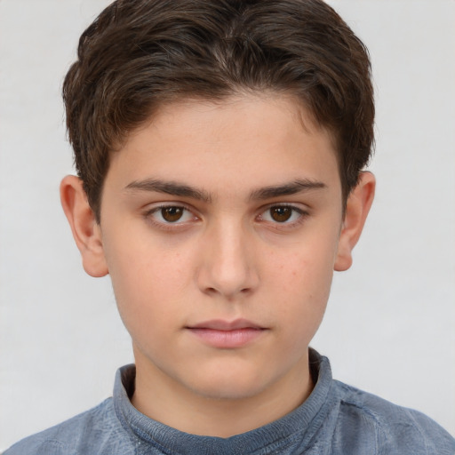 Neutral white child male with short  brown hair and brown eyes