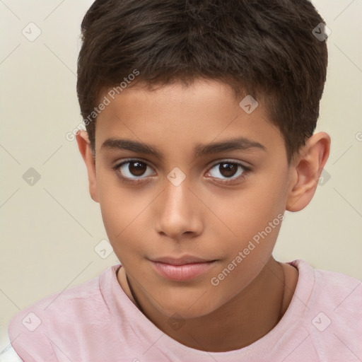 Neutral white child male with short  brown hair and brown eyes