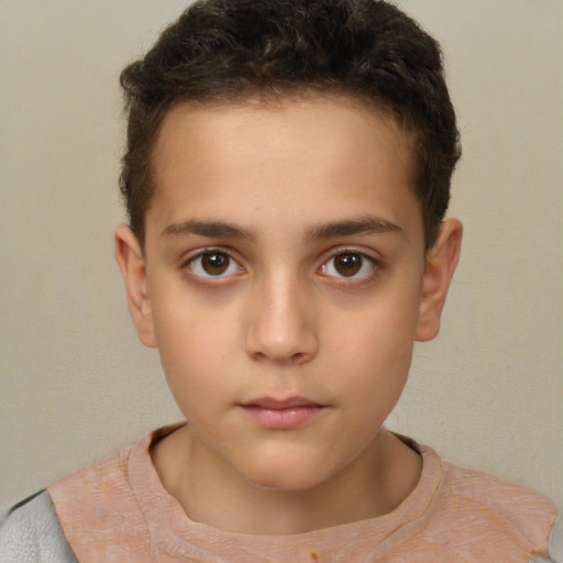 Neutral white child male with short  brown hair and brown eyes