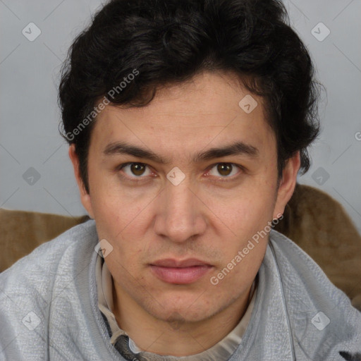 Neutral white adult male with short  brown hair and brown eyes