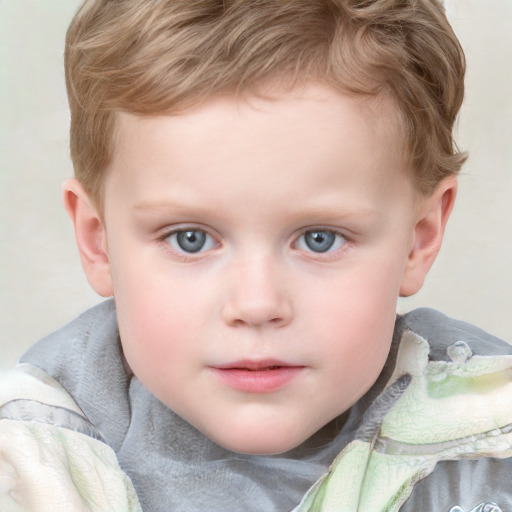 Neutral white child male with short  brown hair and grey eyes