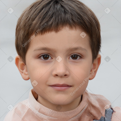 Neutral white child male with short  brown hair and brown eyes