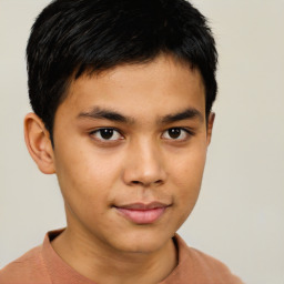 Neutral asian young-adult male with short  brown hair and brown eyes