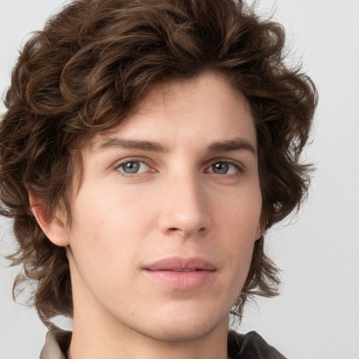 Neutral white young-adult male with medium  brown hair and brown eyes