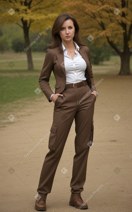 Macedonian adult female with  brown hair