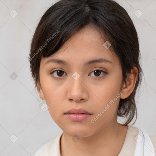 Neutral white child female with medium  brown hair and brown eyes