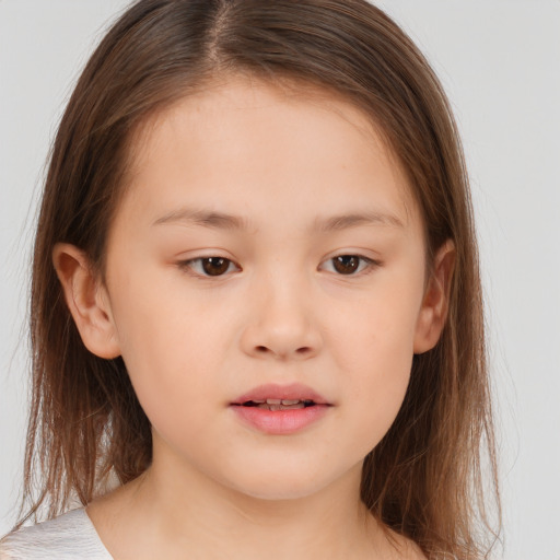 Neutral white child female with medium  brown hair and brown eyes