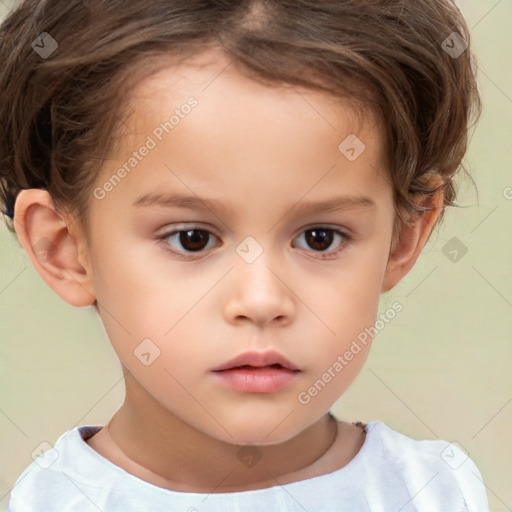 Neutral white child female with short  brown hair and brown eyes