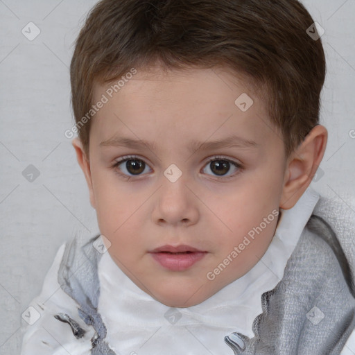 Neutral white child female with short  brown hair and brown eyes