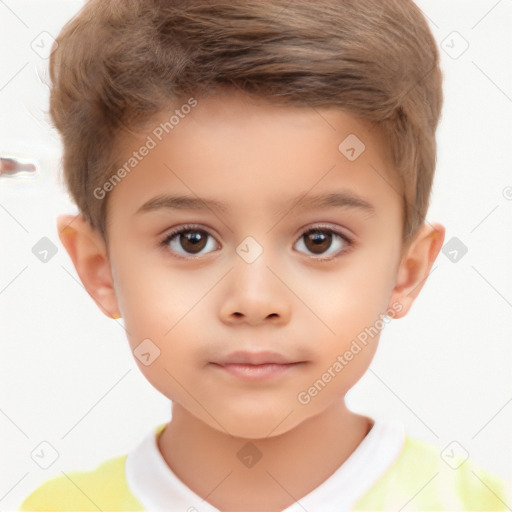 Neutral white child male with short  brown hair and brown eyes