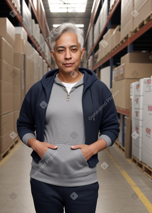 Adult non-binary with  gray hair