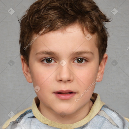 Neutral white child male with short  brown hair and brown eyes