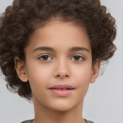 Neutral white child female with short  brown hair and brown eyes