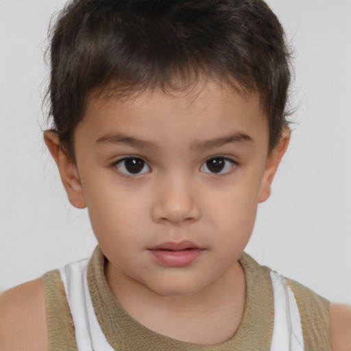 Neutral white child male with short  brown hair and brown eyes