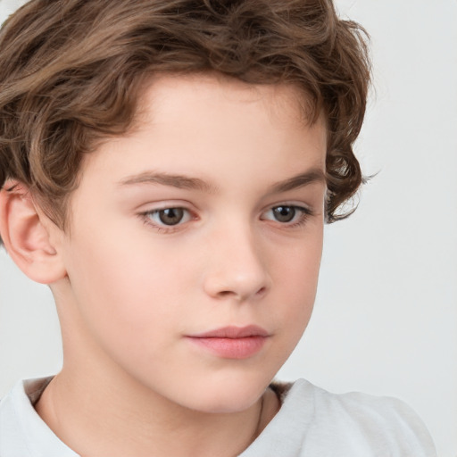 Neutral white child male with short  brown hair and brown eyes