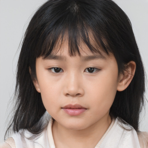 Neutral asian child female with medium  brown hair and brown eyes