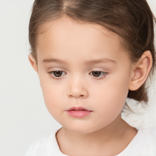 Neutral white child female with medium  brown hair and brown eyes