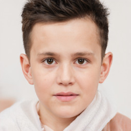 Neutral white child male with short  brown hair and brown eyes