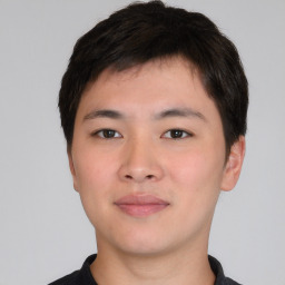 Neutral asian young-adult male with short  brown hair and brown eyes